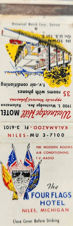 Kalamazoo Inn Motel (Westnedge Hill Motel) - Matchbook (newer photo)